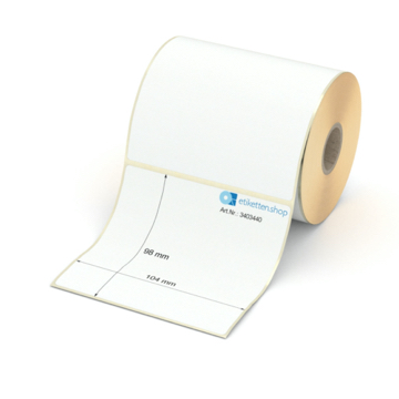Etikett 104 x 98 mm - Transferpapier weiß leicht ablösbar - 350 Etiketten pro Rolle - 25 mm Hülse 