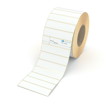 Etikett 105 x 25 mm - Transferpapier weiß permanent - 4000 Etiketten pro Rolle - 76 mm Hülse 