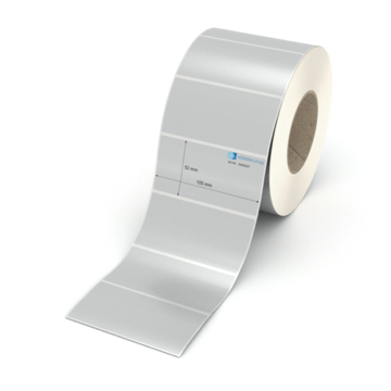 Etikett 105 x 52 mm - Polyester silbern permanent - 2100 Etiketten pro Rolle - 76 mm Hülse 