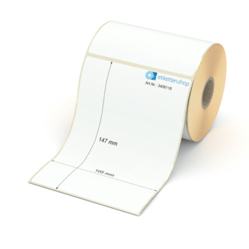 Etikett 105 x 147 mm - Transferpapier weiß leicht ablösbar - 250 Etiketten pro Rolle - 25 mm Hülse 