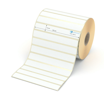 Etikett 106 x 14 mm - Transferpapier weiß leicht ablösbar - 2300 Etiketten pro Rolle - 25 mm Hülse 