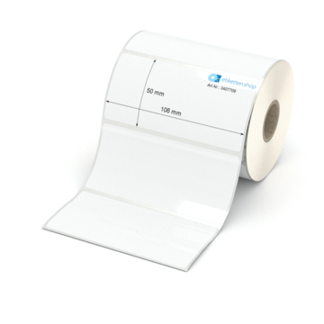 Etikett 106 x 50 mm - Polyester weiß permanent - 700 Etiketten pro Rolle - 25 mm Hülse 