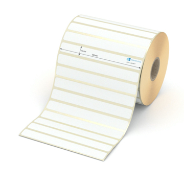 Etikett 109 x 12 mm - Transferpapier weiß leicht ablösbar - 2600 Etiketten pro Rolle - 25 mm Hülse 