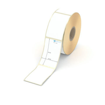 Etikett 35 x 55 mm - Thermopapier weiß permanent - 600 Etiketten pro Rolle - 25 mm Hülse 