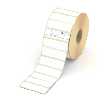 Etikett 50 x 15 mm - Thermopapier weiß permanent - 2200 Etiketten pro Rolle - 25 mm Hülse 
