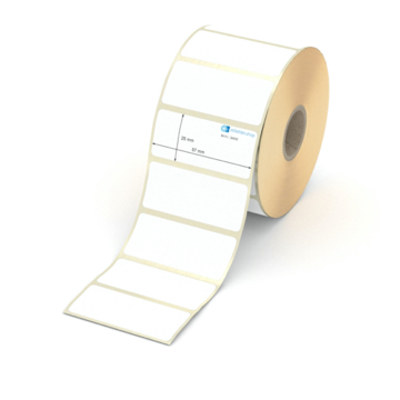 Etikett 57 x 25 mm - Thermopapier weiß permanent - 1400 Etiketten pro Rolle - 25 mm Hülse 