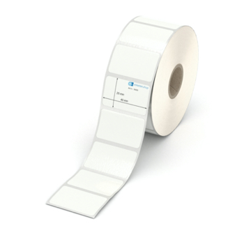 Etikett 40 x 25 mm - PE-Folie weiß permanent - 1400 Etiketten pro Rolle - 25 mm Hülse 
