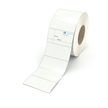 Etikett 100 x 50 mm - PE-Folie weiß permanent - 2200 Etiketten pro Rolle - 76 mm Hülse 