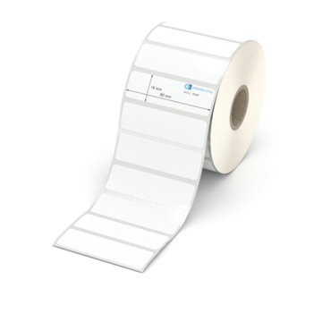Etikett 60 x 18 mm - Polyester weiß permanent - 1900 Etiketten pro Rolle - 25 mm Hülse 