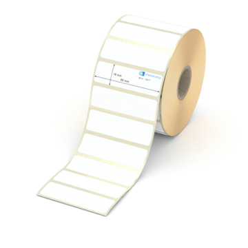 Etikett 60 x 18 mm - Thermopapier weiß permanent - 1900 Etiketten pro Rolle - 25 mm Hülse 