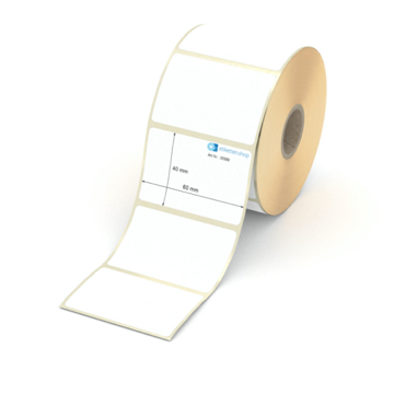 Etikett 60 x 40 mm - Thermopapier weiß leicht ablösbar - 900 Etiketten pro Rolle - 25 mm Hülse 
