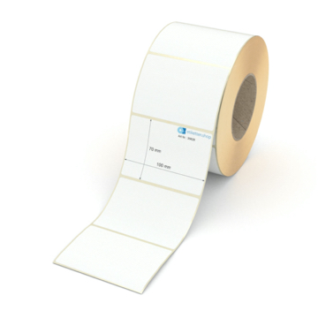 Etikett 100 x 70 mm - Transferpapier weiß permanent - 1600 Etiketten pro Rolle - 76 mm Hülse 