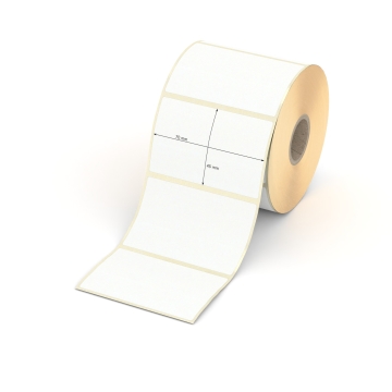 Etikett 70 x 45 mm - Transferpapier weiß permanent - 800 Etiketten pro Rolle - 25 mm Hülse 