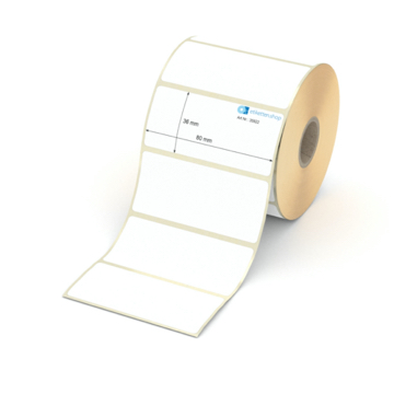 Etikett 80 x 36 mm - Thermopapier weiß permanent - 1000 Etiketten pro Rolle - 25 mm Hülse 