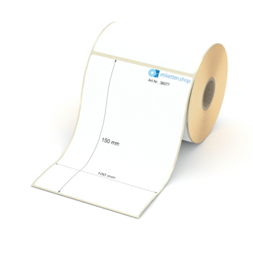 Etikett 100 x 150 mm - Thermopapier weiß leicht ablösbar - 250 Etiketten pro Rolle - 25 mm Hülse 