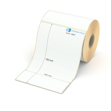 Etikett 100 x 150 mm - Transferpapier weiß permanent - 250 Etiketten pro Rolle - 25 mm Hülse 