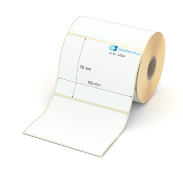 Etikett 102 x 76 mm - Transferpapier weiß permanent - 500 Etiketten pro Rolle - 25 mm Hülse 