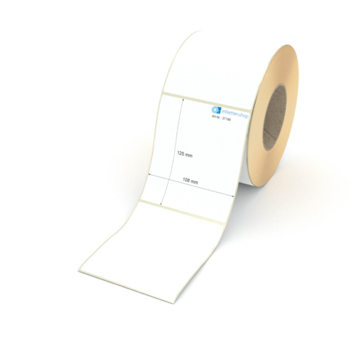 Etikett 108 x 125 mm - Thermopapier weiß permanent - 900 Etiketten pro Rolle - 76 mm Hülse 