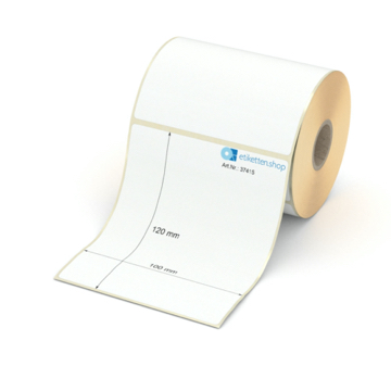 Etikett 100 x 120 mm - Transferpapier weiß permanent - 300 Etiketten pro Rolle - 25 mm Hülse 