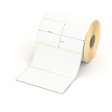 Etikett 100 x 50 mm - Transferpapier weiß permanent - 700 Etiketten pro Rolle - 25 mm Hülse 