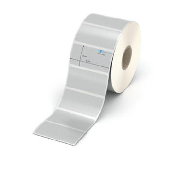 Etikett 51 x 25 mm - Polyester silbern permanent - 1400 Etiketten pro Rolle - 25 mm Hülse 