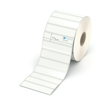 Etikett 65 x 15 mm - PE-Folie weiß permanent - 2200 Etiketten pro Rolle - 25 mm Hülse 