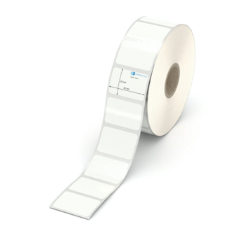 Etikett 32 x 22 mm - PE-Folie weiß permanent - 1600 Etiketten pro Rolle - 25 mm Hülse 