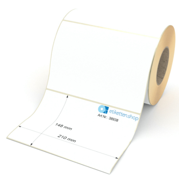 Etikett 210 x 148 mm - Thermopapier weiß permanent - 700 Etiketten pro Rolle - 76 mm Hülse 
