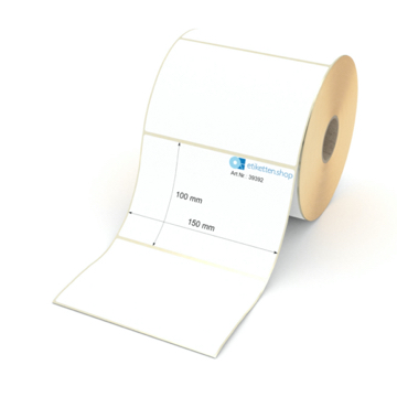 Etikett 150 x 100 mm - Thermopapier weiß leicht ablösbar - 1100 Etiketten pro Rolle - 40 mm Hülse 
