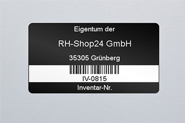 Inventaretiketten mit Nummer und Barcode