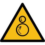 W025 - Warnung vor gegenläufigen Rollen - selbstklebend 