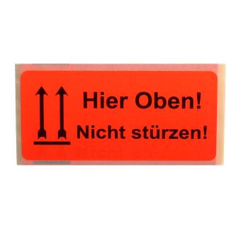 Versandaufkleber - Hier Oben - V030 210x148 mm - leuchtrot