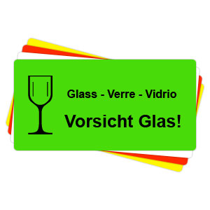 Versandaufkleber - Vorsicht Glas - V020 51x25 mm - leuchtgrün