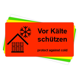 Versandaufkleber - Vor Kälte schützen - V028 51x25 mm - leuchtrot