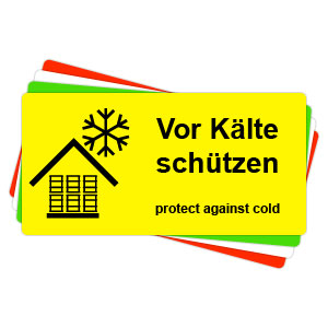 Versandaufkleber - Vor Kälte schützen - V028 51x25 mm - leuchtgelb
