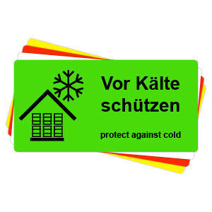 Versandaufkleber - Vor Kälte schützen - V028 51x25 mm - leuchtgrün