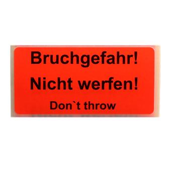 Versandaufkleber - Bruchgefahr - nicht werfen - V021 51x25 mm - leuchtrot
