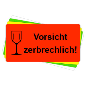 Versandaufkleber - Vorsicht - zerbrechlich - V023 51x25 mm - leuchtrot