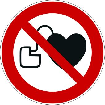 P007 - Kein Zutritt für Personen mit Herzschrittmachern oder implantierten Defibrillatoren - selbstklebend 