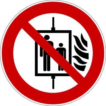 P020 - Aufzug im Brandfall nicht benutzen - selbstklebend 