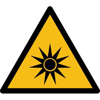 W027 - Warnung vor optischer Strahlung - selbstklebend gelb-schwarz - 200 mm Seitenlänge
