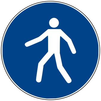 M24 - Fußgängerüberweg benutzen - selbstklebend blau - 75 mm Durchmesser