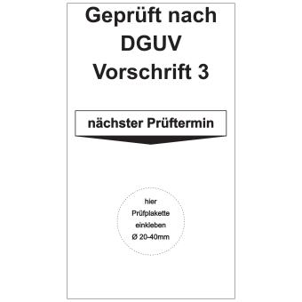 Grundplakette - Geprüft nach DGUV 3 