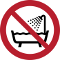 P026 - Verbot dieses Gerät in der Badewanne,Dusche oder über mit Wasser gefülltem Becken zu benutzen - selbstklebend P026 - Verbot dieses Gerät in der Badewanne,Dusche oder über mit Wasser gefülltem Becken zu benutzen - selbstklebend